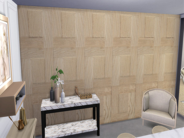 Sims 4 — Frame Panel Wood Wall by lavilikesims — A wood wall in three colours, 4 designs, all size walls