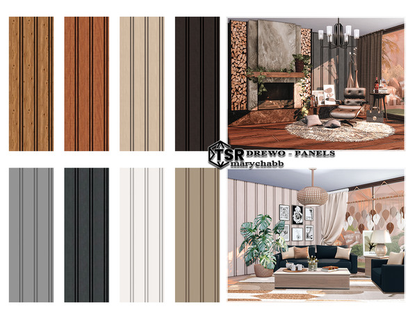 Sims 4 — Drewo - Panels by marychabb — For short , medium , tall wall Kategory: Panels Walls - 8 colors