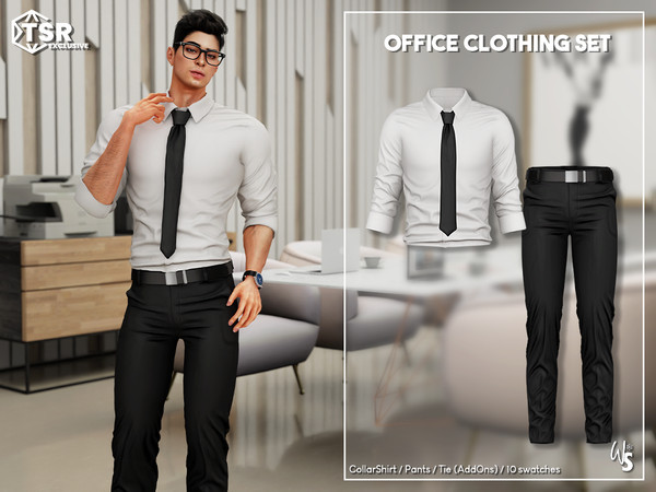 Sims 4 — Office Clothing Set by WisteriaSims — Dress pants 8 colors