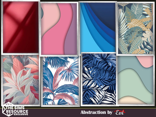 Sims 4 — Abstractions by evi — Eight big abstract paintings for modern houses.