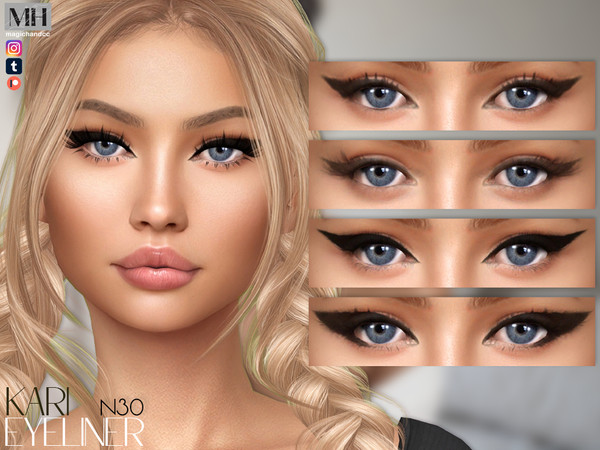 Sims 4 — Kari Eyeliner N30 by MagicHand — Cat-eye eyeliner in 4 swatches - HQ Compatible.