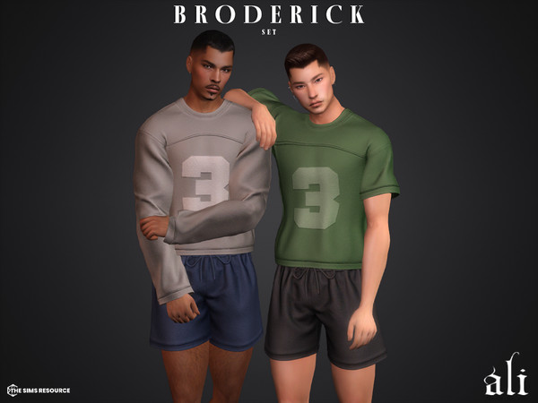 Sims 4 — BRODERICK set by ali1 — 3 Piece Set including: Long Sleeve T-Shirt, Short Sleeve T-Shirt and Shorts