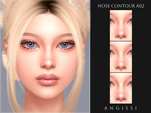 Sims 4 — Nose contour A02 by ANGISSI — PREVIEWS MADE USING HQ MOD Female