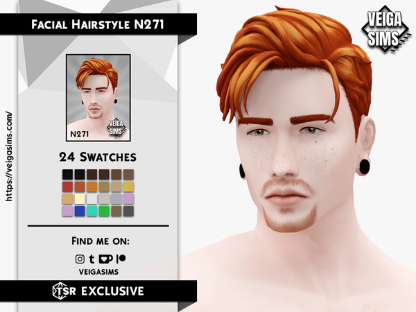 Sims 4 — Facial Hair Style N271 by David_Mtv2 — All maxis color (24 colors).