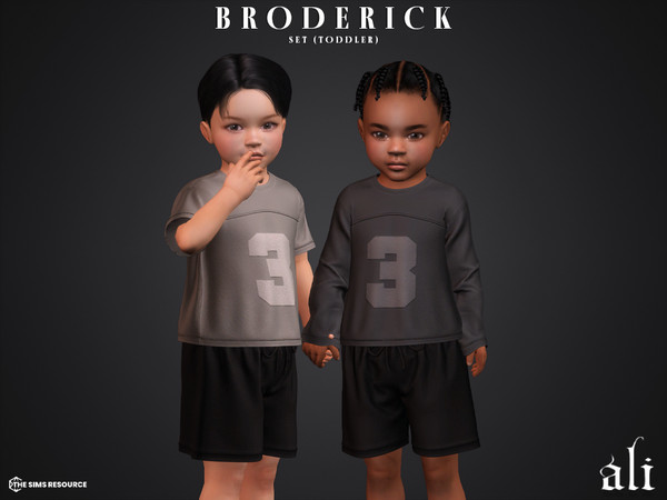 Sims 4 — BRODERICK set (toddler) by ali1 — 3 Piece Set including: Long Sleeve T-Shirt, Short Sleeve T-Shirt and Shorts