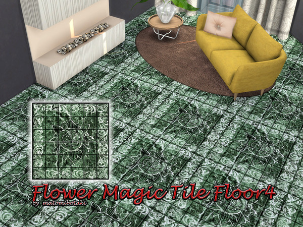 Sims 4 — Flower Magic Tile Floor4 by matomibotaki — Elegant and at the same time playful tiled floors with different