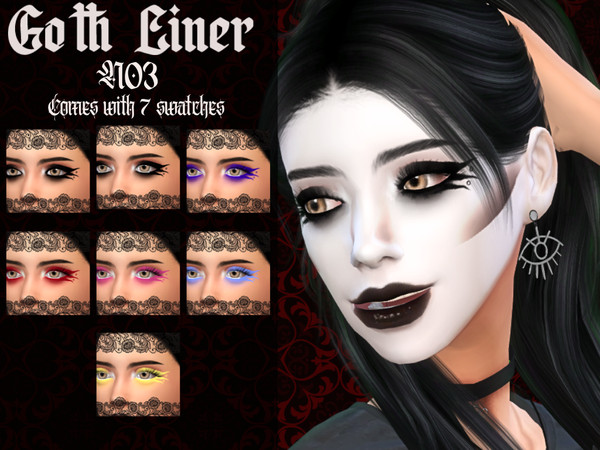 Sims 4 — Gothic Liner N03 by _alttrait_ — Another gothic liner for all of you! Comes in 7 swatches. Face Makeup: