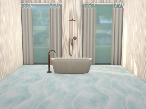 Sims 4 — Bathroom wall and floor set by ATinyBitWicked — An ocean themed wall and floor set. Comes in 8 different colors!