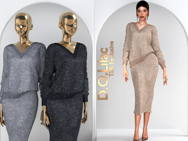 Sims 4 — Knit Glow Set DO128 by DOLilac — Includes: (Top + Bottom)