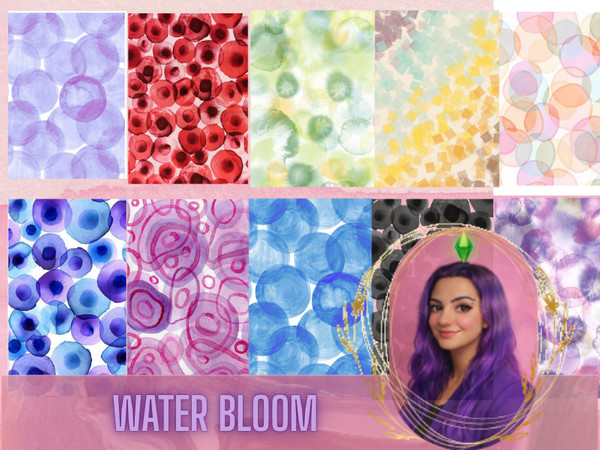 Sims 4 — Water Bloom Rugs by gokcemsims — Inspired by flowing watercolor textures and traditional kilim patterns, this