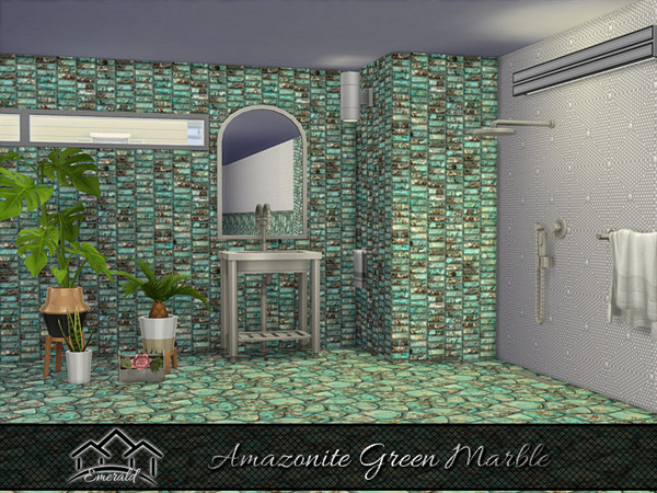 Sims 4 — Amazonite Green Marble wall3 by Emerald — Amazonite green marble is a natural stone with deep green and