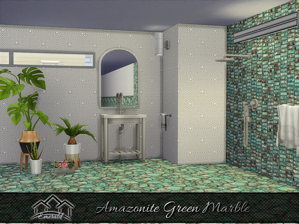 Sims 4 — Amazonite Green Marble wall6 by Emerald — Amazonite green marble is a natural stone with deep green and