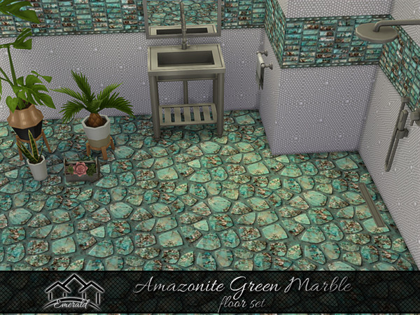Sims 4 — Amazonite Green Marble floor2 by Emerald — Amazonite green marble is a natural stone with deep green and