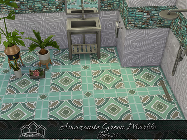 Sims 4 — Amazonite Green Marble floor5 by Emerald — Amazonite green marble is a natural stone with deep green and