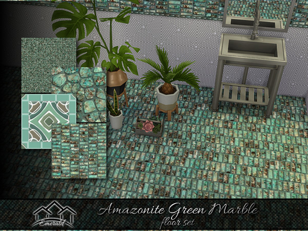 Sims 4 — Amazonite Green Marble floor set by Emerald — Amazonite green marble is a natural stone with deep green and