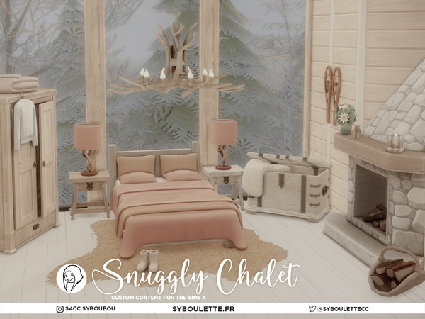 Sims 4 — Patreon release - Snuggly Chalet Part 2 by Syboubou — Snuggly Chalet is a warm and rustic bedroom cc set made