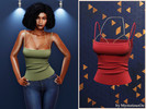 Sims 4 — Chain accent ribbed top by MysteriousOo — Ribbed fitted top with integrated chain neckline detail