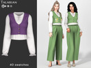 Sims 4 — Cleo Buttoned Vest Over Long Sleeve Blouse by talarian — Layered top featuring a fitted buttoned vest worn over