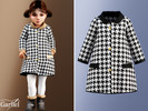 Sims 4 — Toddler - Elegant houndstooth coat with fur by Garfiel — A classic toddler coat featuring a timeless houndstooth