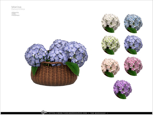 Sims 4 — Marisa - hydrangea in basket by Severinka_ — A set of furniture and decor for bedroom decoration.