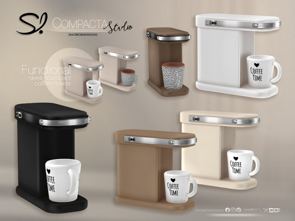 Sims 4 — Compacta Office Coffee Maker by SIMcredible! — This set's pieces are: