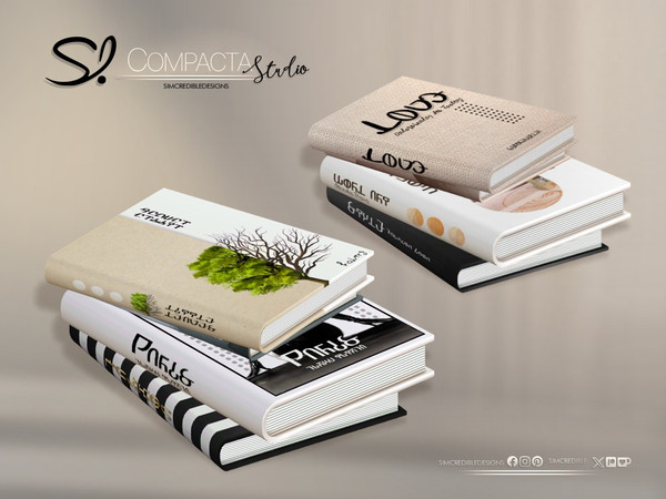 Sims 4 — Compacta Office Books Pile by SIMcredible! — Adding that living touch with modern decor items to your Office