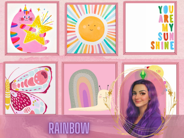 Sims 4 — Rainbow Art Set by gokcemsims — Add a pop of color and happiness to your Sims homes with the Rainbow Art Set