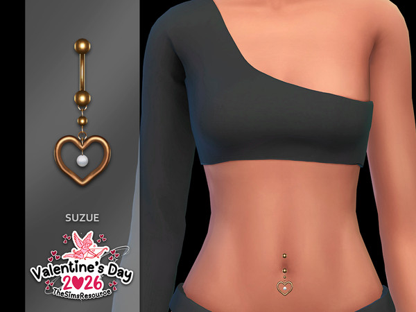 Sims 4 — Lovely Belly Piercing Basic Skins by Suzue — Heart with a pearl belly piercing New Mesh (Suzue)