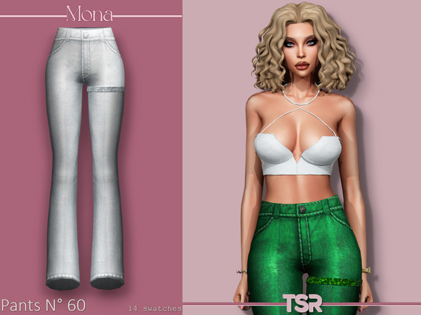 Sims 4 — Jeans with diamond band by Mona — -New mesh-