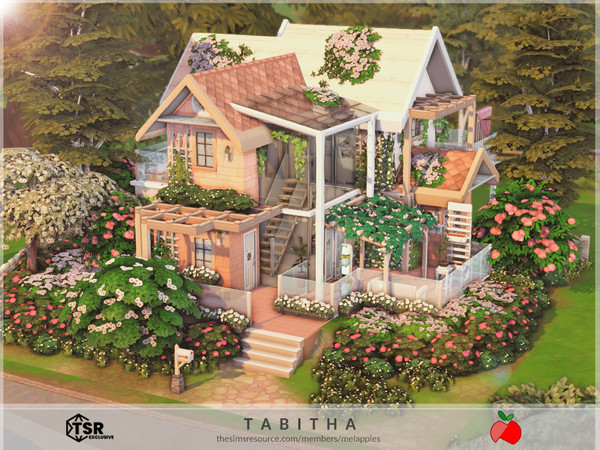 Sims 4 — Tabitha - no cc by melapples — a cute, floral home for a small household with a pet.
