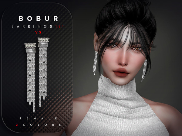 Sims 4 — Diamond Pearl Earrings V2 by Bobur2 — Diamond Pearl Earrings for female