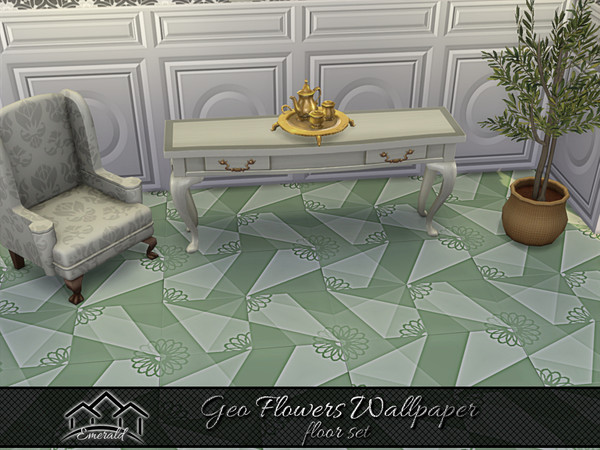 Sims 4 — Geo Flowers Wallpaper floor6 by Emerald — Create the perfect accent for any wall in your home with Geo flowers