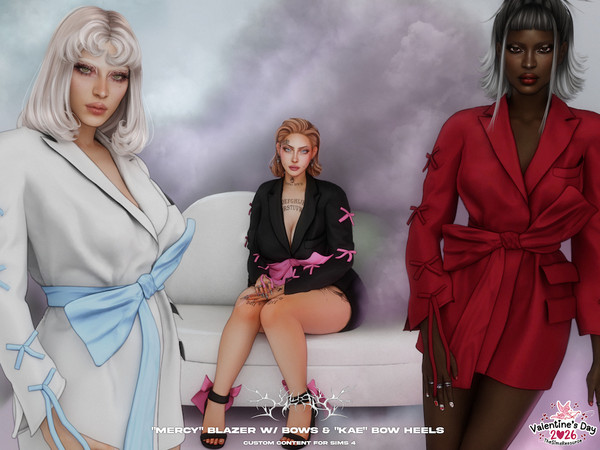 Sims 4 — Klubb - Mercy & Kae Set (Patreon Exclusive) by VentaStudio — Mercy Bow Blazer