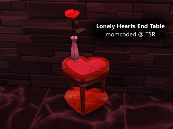 Sims 4 — Lonely Hearts End Table by momcoded — Base game, heart-shaped end table