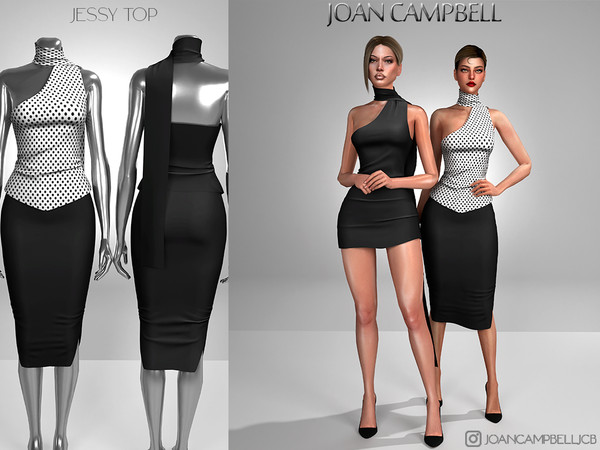 Sims 4 — JESSY TOP by Joan_Campbell_Beauty_ — INCLUDES: DRESS (14 swatches)