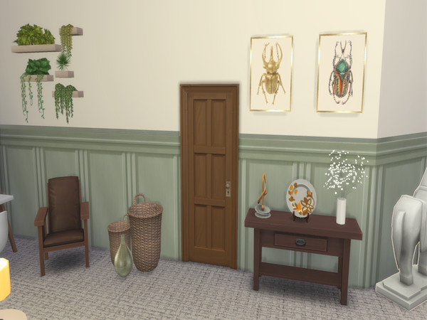 Sims 4 — Three Bar Panel Wall by lavilikesims — 3 Walls (panel on bottom and paper on top) in 5 colours each
