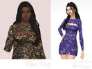 Sims 4 — Doe Top by Dissia — Two piece long sleeves gold dragons short top