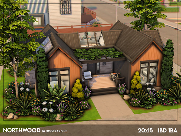Sims 4 — Northwood (NO CC) by xogerardine — A cozy modern one bedroom home designed with a single Sim in mind. It has a