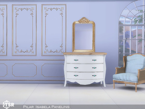 Sims 4 — Isabela Wall Paneling by Pilar — Elegant decorated panels and solid colors to match