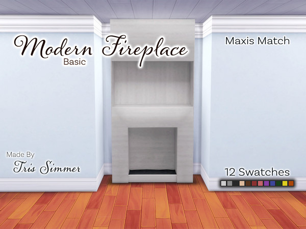 Sims 4 — Sleek Modern Fireplace (Basic) by TrisSims7 — Three sleek modern fireplaces: Basic- less than two tiles wide