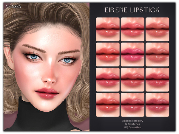 Sims 4 — VELYSEA Eirene Lipstick by VELYSEA — -Lipstick category -HQ comatble -12 swatches