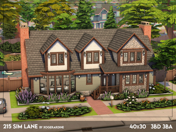 Sims 4 — 215 Sim Lane (NO CC) by xogerardine — A renovated Pleasant family home that keeps all the classic drama, just