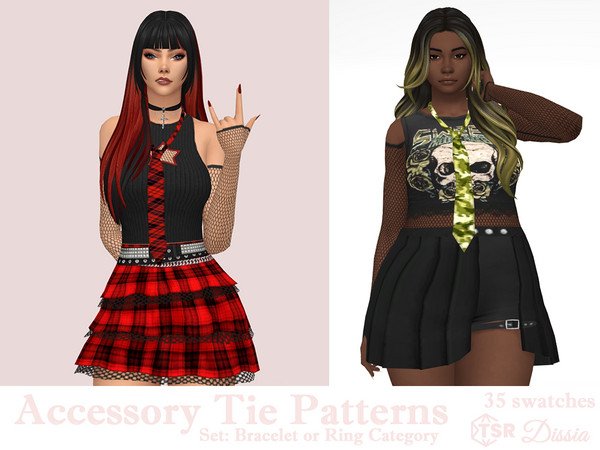 Sims 4 — Accessory Tie Patterns (Bracelet Category) by Dissia — A patterned loose tie
