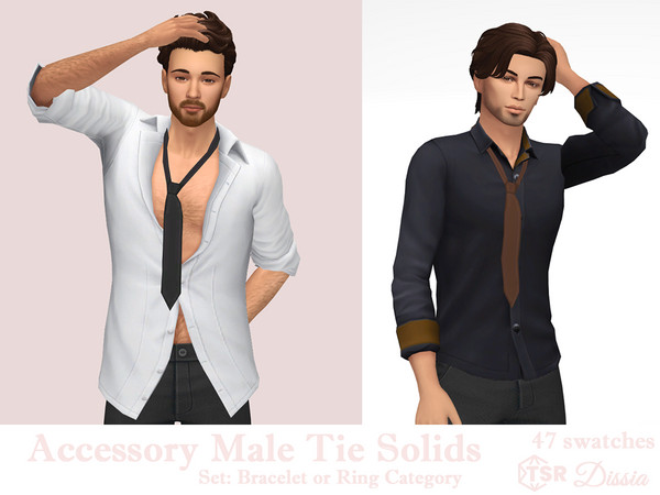 Sims 4 — Accessory Tie Solids Male by Dissia — A solids loose tie