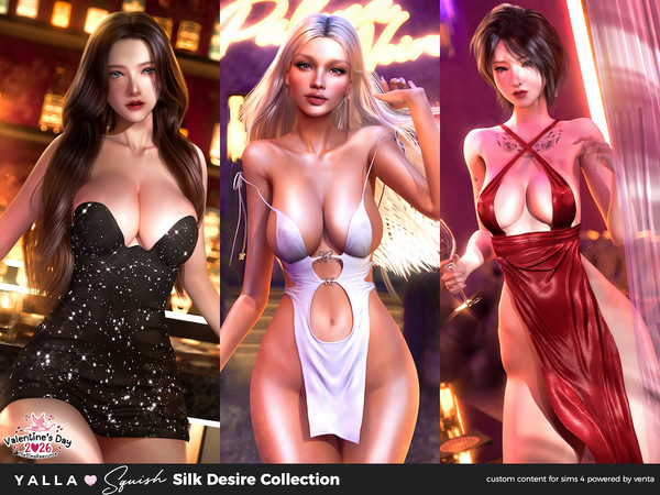 Sims 4 — YALLA - Jackie Dress by VentaStudio — YALLA Silk Desire Collection is now exclusively available on TSR!