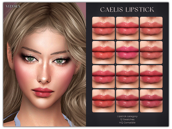 Sims 4 — VELYSEA Caelis Lipstick by VELYSEA — -Lipstick category -HQ comatble -12 swatches