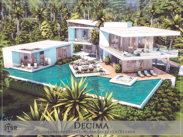 Sims 4 — Decima - No CC by Rirann — Decima is a contemporary house with the pool and outdoor lounge areas