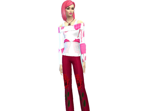 Sims 4 — The Rose collection set by DI_Fashions — The pants are part of a set they have roses on them and red and I can