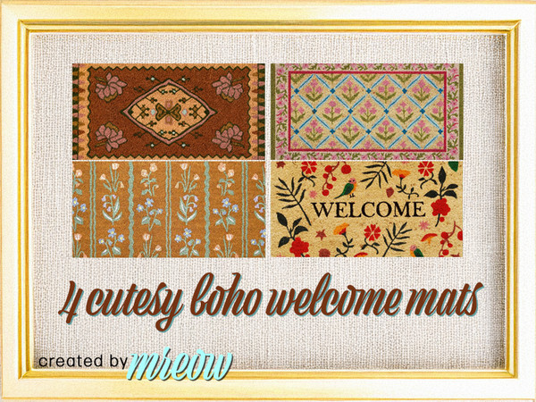 Sims 4 — Mreow Boho Welcome Mats by mreow — Welcome mats by Mreow on TSR