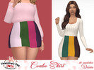 Sims 4 — Conbo Skirt by Dissia — Color block high waist short leather skirt